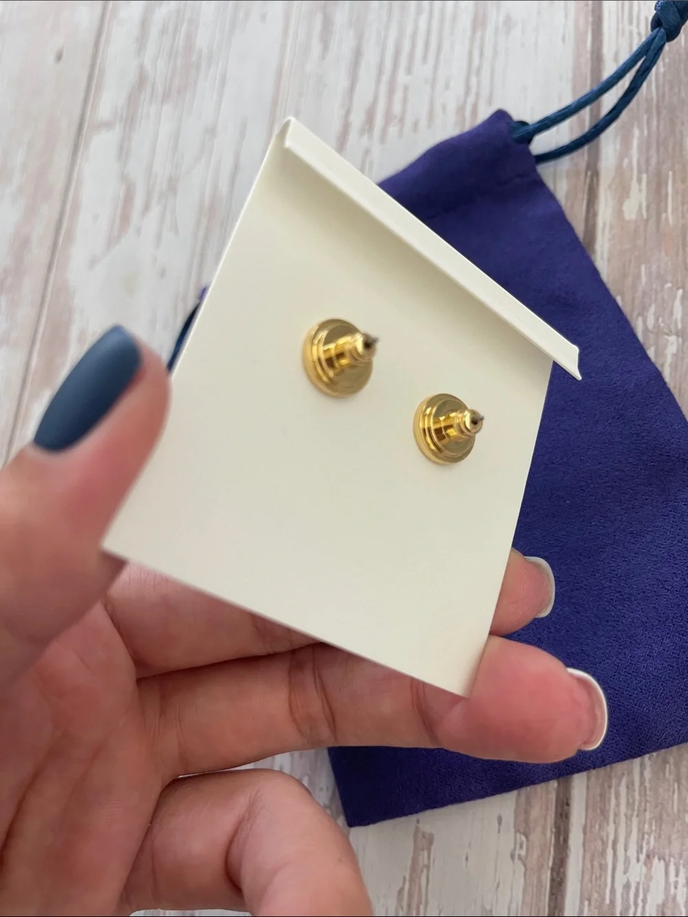 $235 New, Authentic Tory Burch Flower Black Enamel Gold TB Logo Stud Earrings